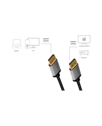 logilink Kabel DisplayPort 4K/60 Hz,DP/M do DP/M aluminiowy 1m