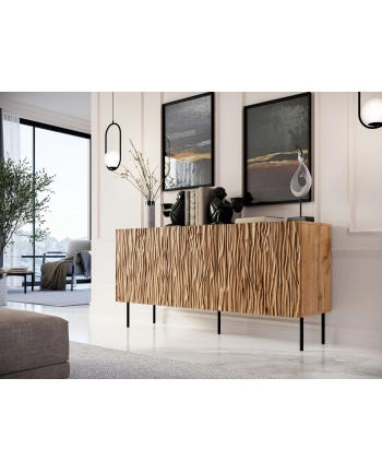 cama meble Komoda JUNGLE 152x40 5x74 5 dąb wotan + czarne nóżki nr 1