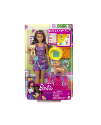 mattel Barbie Adopcja piesków Zestaw + lalka HKD86