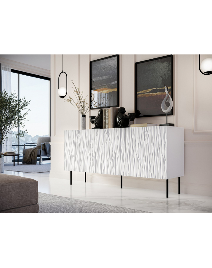 cama meble Komoda JUNGLE 152x40 5x74 5 biały mat + czarne nóżki główny