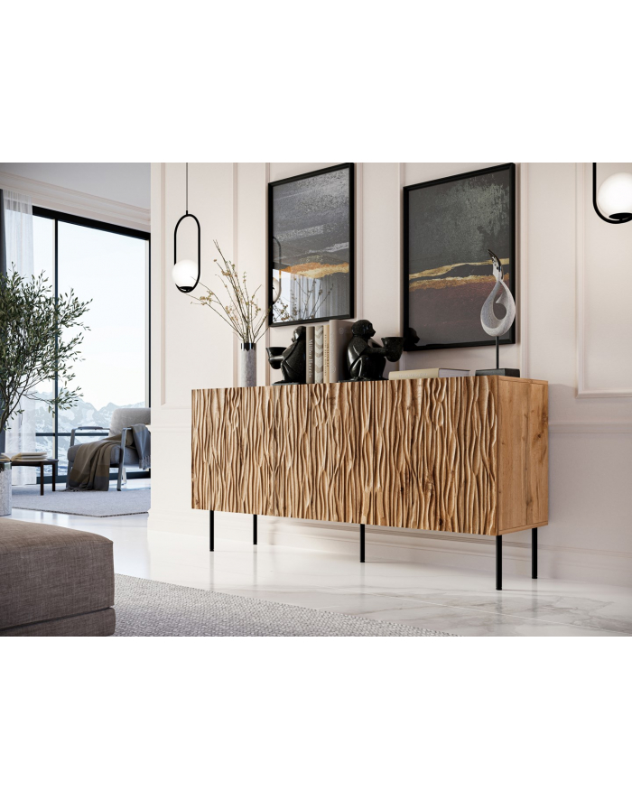 cama meble Komoda JUNGLE 152x40 5x74 5 dąb wotan + czarne nóżki główny