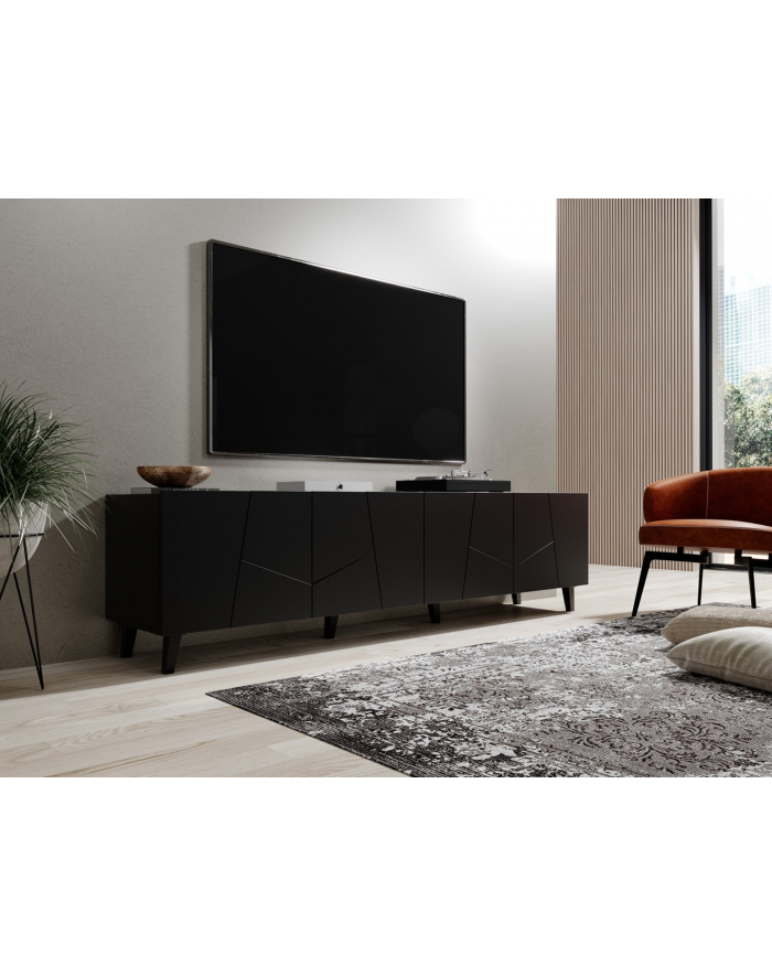 cama meble Szafka RTV ETNA 200x42x52 czarny mat główny