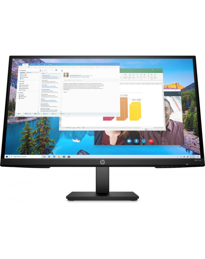 hp inc. HP M27ha 27inch FHD 16:9 250cd/m2 5ms 1000:1 HDMI DP VGA Black główny