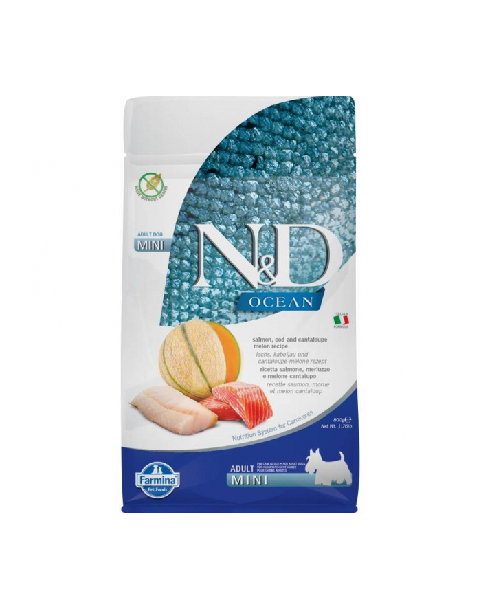 FARMINA N'D OCEAN DOG SALMON  CODFISH  CANTALOUPE ADULT MINI 800g główny