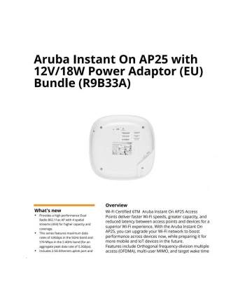 hewlett packard enterprise HPE Aruba Instant On AP25 Access Point Bundle With PSU Base (wersja europejska) Includes 12V/18W Power Adaptor with Localized Power Cord nr 2