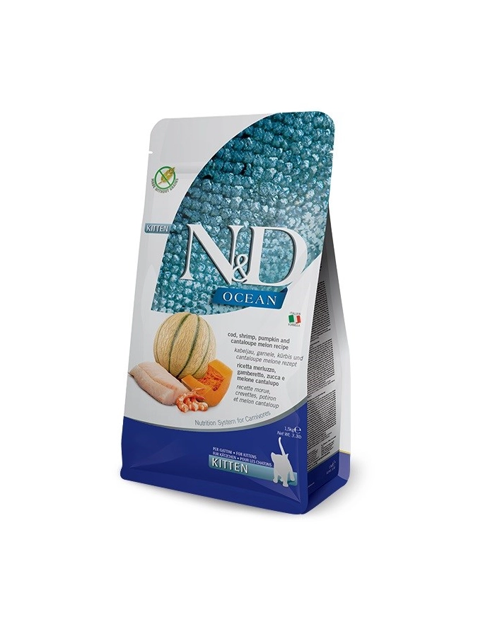 FARMINA N'D OCEAN CAT COD  SHRIMP  PUMPKIN ' CANTALOUPE MELON KITTEN 1 5kg główny