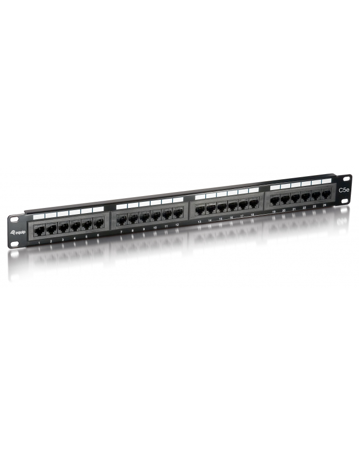 Patch panel 24 port 1U kat.5e czarny główny