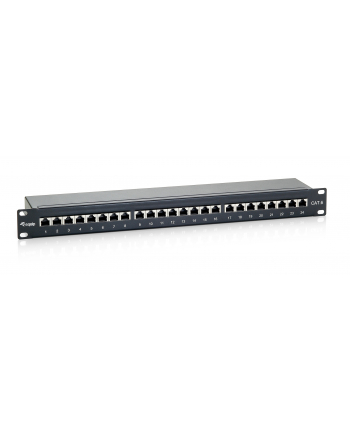 Patch panel 24 port 1U kat.6  ekranowany czarny