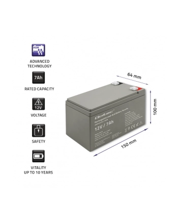 qoltec Akumulator AGM | 12V | 7Ah | max. 105A | Security nr 2