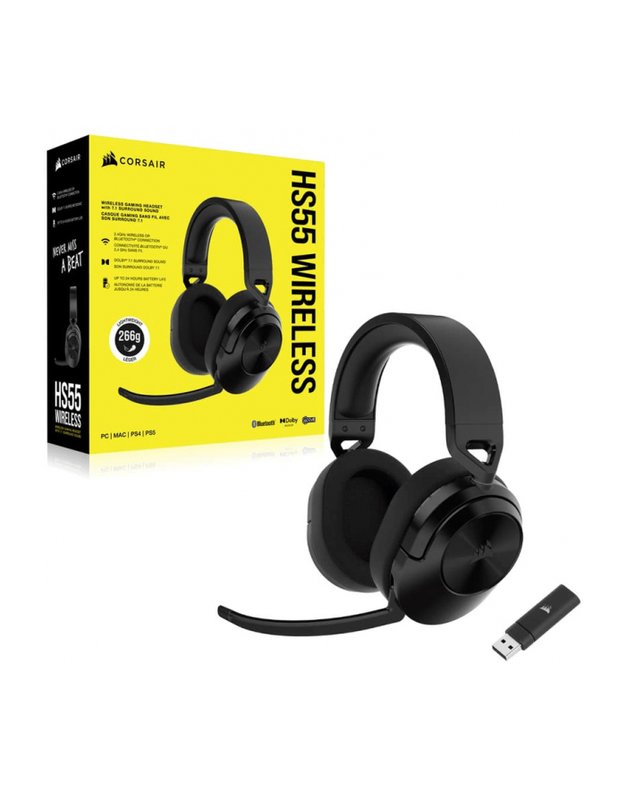 corsair Zestaw słuchawkowy bezprzewodowy HS55 carbon główny