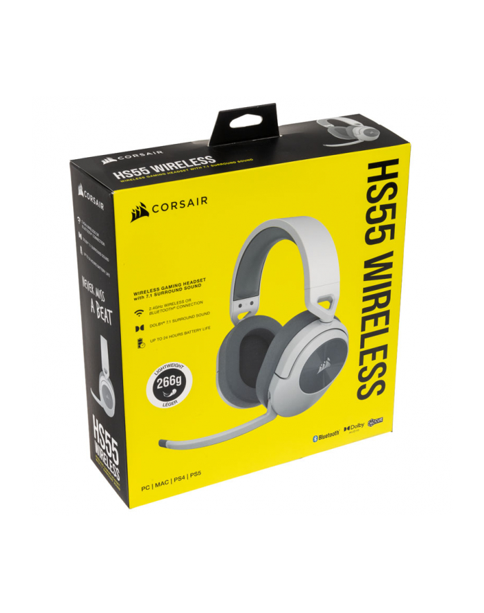 corsair Zestaw słuchawkowy bezprzewodowy HS55 biały główny