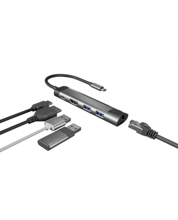 natec Stacja dokująca Multi Port Fowler Go USB-C - Hub 2x USB 3.0, HDMI 4K, USB-C PD, RJ45