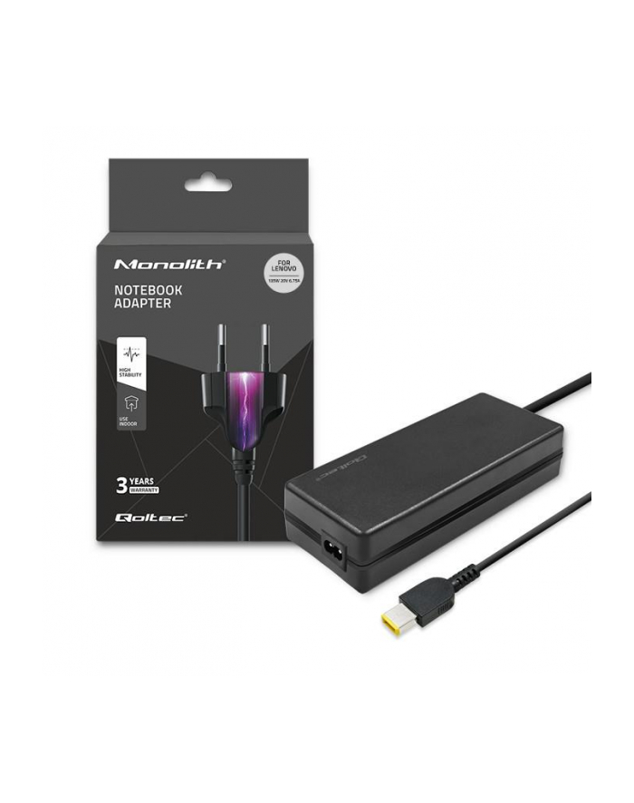 qoltec Zasilacz do Lenovo 135W | 20V | 6.75A | slim tip+pin | +kabel  zasilający główny