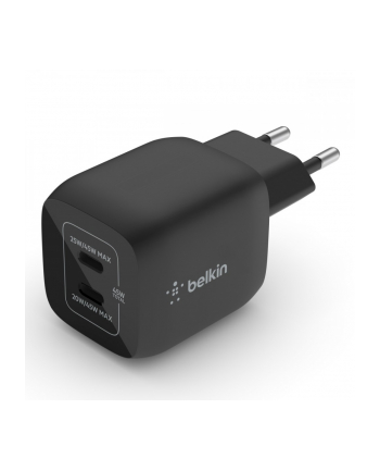 belkin Podwójna ładowarka ścienna 45W  USB-C GAN  z PPS Czarna