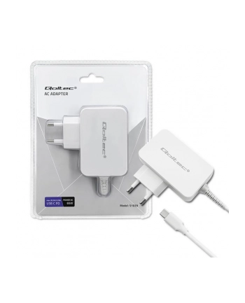 qoltec Zasilacz sieciowy 65W | 5-20.3V | 2-3.25A | USB typ C | PD |     Biały nr 1