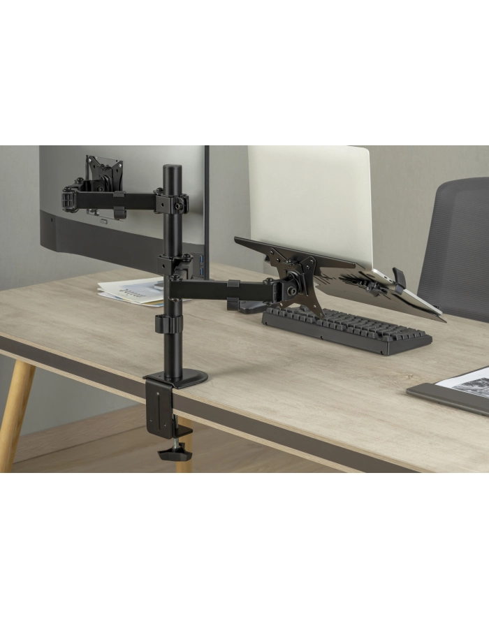 digitus Uchwyt biurkowy na monitor z uchwytem na notebooka 1xLCD 32' 9kg, 1xNotebook 15,4' 4kg główny