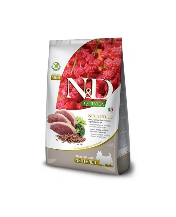 FARMINA N'D QUINOA DOG DUCK  BROCCOLI ' ASPARAGUS  N(wersja europejska)TERED  ADULT MINI dla psów kastrowanych 2 5kg nr 1