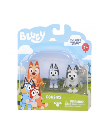 tm toys Bluey Figurki Kuzyni 3-pak Bingo, Socks i Muffin13040