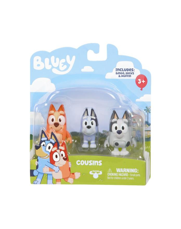 tm toys Bluey Figurki Kuzyni 3-pak Bingo, Socks i Muffin13040 główny