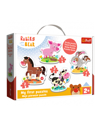 Puzzle Baby Classic Na farmie Bobaski i Miś 36127 Trefl nr 1