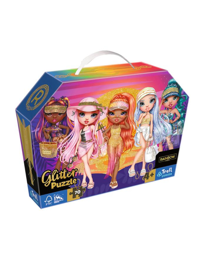 Puzzle 70el brokatowe w kuferku Laleczki MGA Rainbow High 53020 Trefl główny