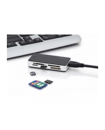digitus Czytnik kart 5-portowy USB 3.0 SuperSpeed, All-in-one, Czarno-srebrny nr 2