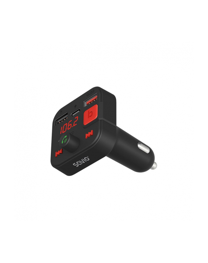 SAVIO TR-15 TRANSMITER FM Z WYŚWIETLACZEM  BLUETOOTH I ŁADOWARKĄ PD USB-C USB-A QUICK CHARGE  BASS BOOST główny