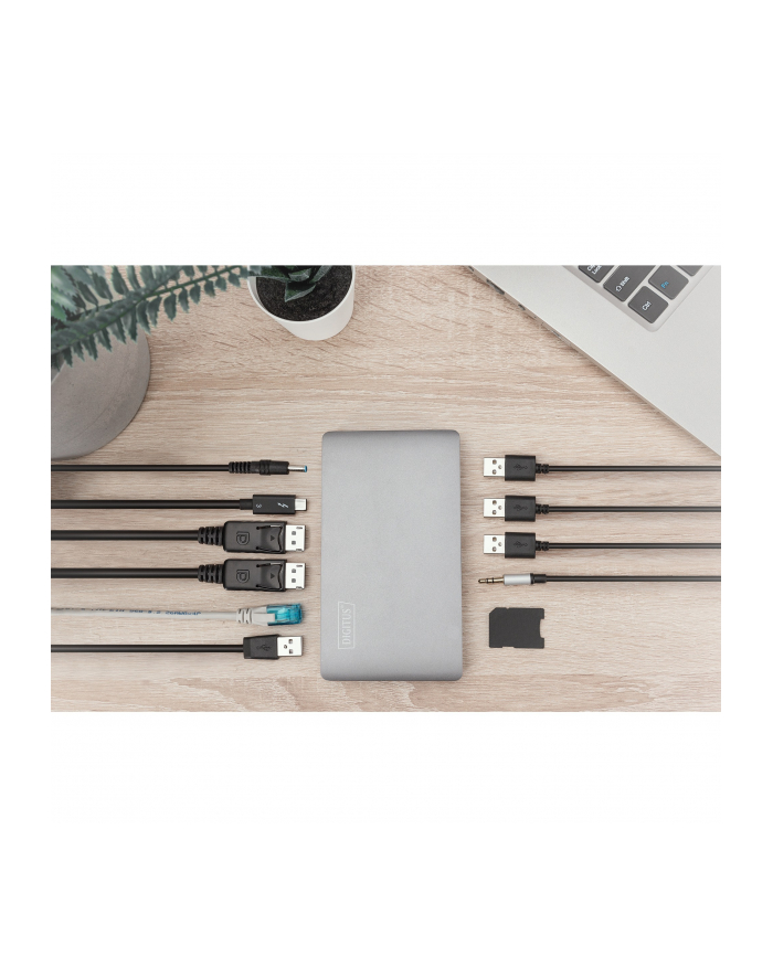 digitus Stacja dokująca USB Typ C 11-portów z Thunderbolt 3, 8K 30Hz, PD 3.0, RJ45, Aluminiowa główny