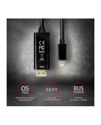 axagon Konwerter/kabel aktywny RVDM-HI14C2  Mini DP > HDMI 1.4 kabel 1.8m4K/30Hz nr 1