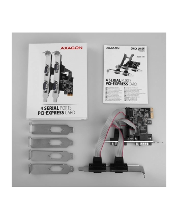 axagon PCEA-S4N Kontroler PCIe 4x port szeregowy (RS232) 250 kbps, w zestawie SP ' LP nr 1