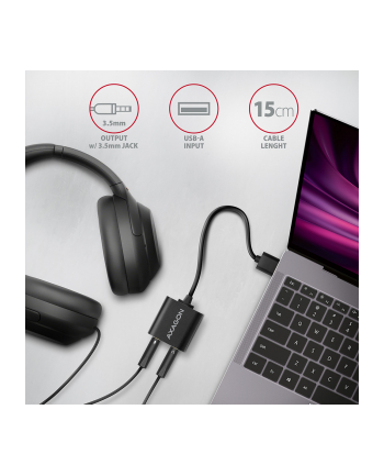 axagon ADA-12 Zewnętrzna karta dzwiękowa USB 2.0 48kHz/16-bit stereo, metal, kabel USB-A 15 cm