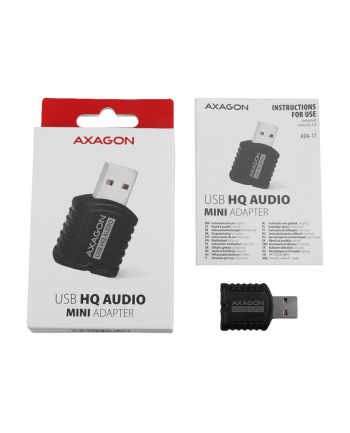 axagon ADA-17 Zewnętrzna karta dzwiękowa, USB 2.0 MINI, 96kHz/24-bit stereo, wejście USB-A