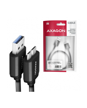 axagon BUMM3-AM10AB Kabel Micro-B USB  USB-A 3.2 Gen 1, 1m, 3A, ALU, PVC Czarny