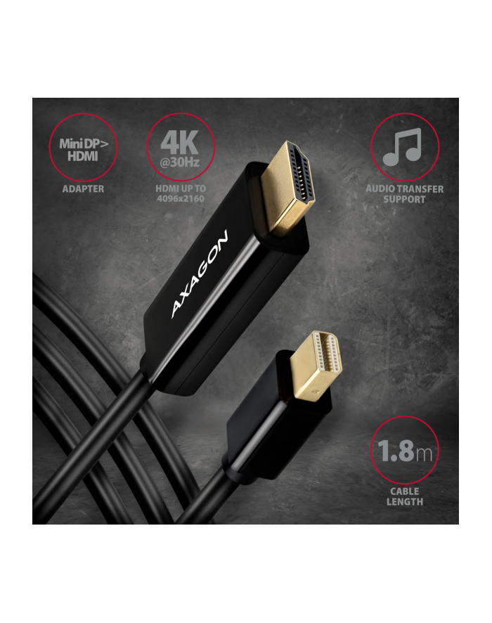 axagon Konwerter/kabel aktywny RVDM-HI14C2  Mini DP > HDMI 1.4 kabel 1.8m4K/30Hz główny