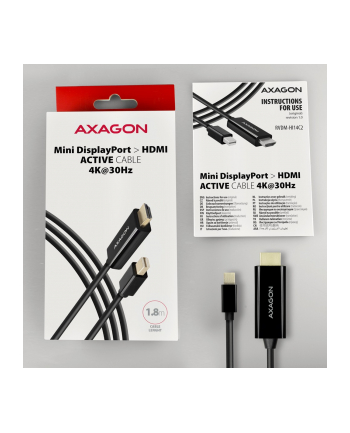 axagon Konwerter/kabel aktywny RVDM-HI14C2  Mini DP > HDMI 1.4 kabel 1.8m4K/30Hz