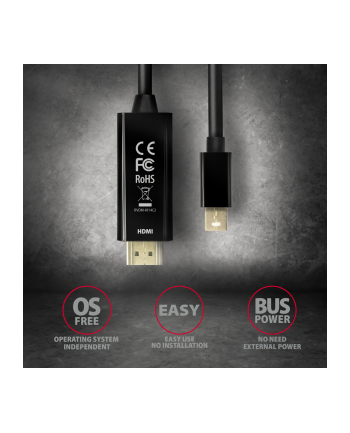 axagon Konwerter/kabel aktywny RVDM-HI14C2  Mini DP > HDMI 1.4 kabel 1.8m4K/30Hz nr 1