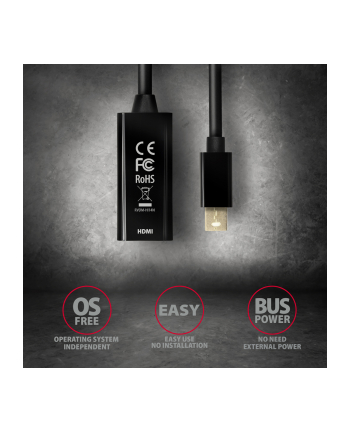 axagon Adapter aktywny RVDM-HI14N Mini DP > HDMI 1.4, 4K/30Hz nr 2