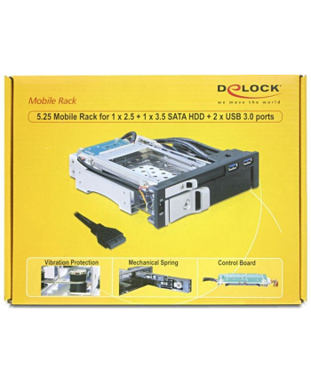 delock Kieszeń wewnętrzna na 2xHDD SATA 2.5+3.5''+2xUSB 3.0 nr 1