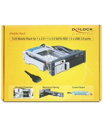delock Kieszeń wewnętrzna na 2xHDD SATA 2.5+3.5''+2xUSB 3.0
