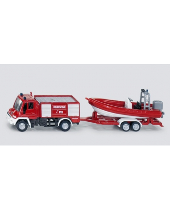 siku Straż  Pożarna Unimog z Łodzią nr 1