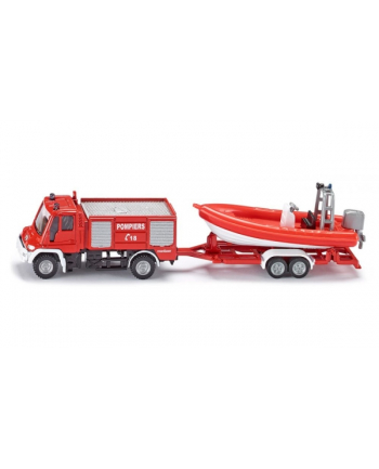 siku Straż  Pożarna Unimog z Łodzią nr 1