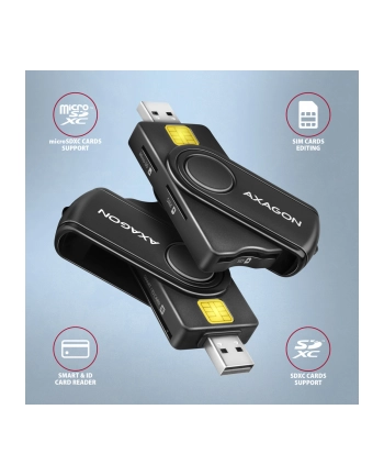 axagon CRE-SMP2A Czytnik kart identyfikacyjnych ' SD/microSD/SIM card PocketReader USB nr 1