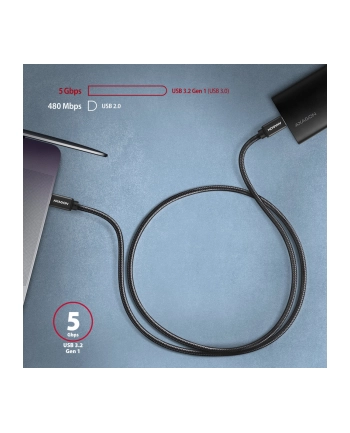 axagon BUCM3-CM30AB Kabel USB-C  USB-C, 3.0m, PD 60W, 3A, ALU, oplot, czarny