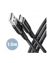 axagon BUCM-AM15AB Kabel USB-C   USB-A, 1.5m, USB 2.0, 3A, ALU, oplot, Czarny - nr 3