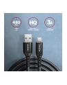 axagon BUCM-AM20AB Kabel USB-C - USB-A, 2m, USB 2.0, 3A, ALU, oplot, Czarny - nr 25