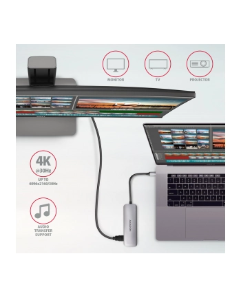 axagon HMC-HCR3A Wieloportowy hub 3x USB-A + HDMI + SD/microSD, USB-C 3.2 Gen1, 20cm USB-C kabel nr 1