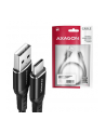 axagon BUCM-AM15AB Kabel USB-C   USB-A, 1.5m, USB 2.0, 3A, ALU, oplot, Czarny - nr 25