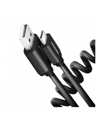 axagon BUCM-AM10TB Kabel Twister USB-C   USB-A, 0,6m, USB 2.0, 2.4A, ALU, PVC Czarny