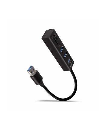 axagon HMA-CR3A Wieloportowy hub 3x USB-A + SD/microSD, USB3.2 Gen 1 hub, metalowy, 20cm USB-A kabel