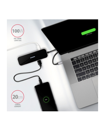 axagon HMC-6H4A Wieloportowy hub 4x USB-A + HDMI, USB-C 3.2 Gen 1, PD 100W, 20cm USB-C kabel